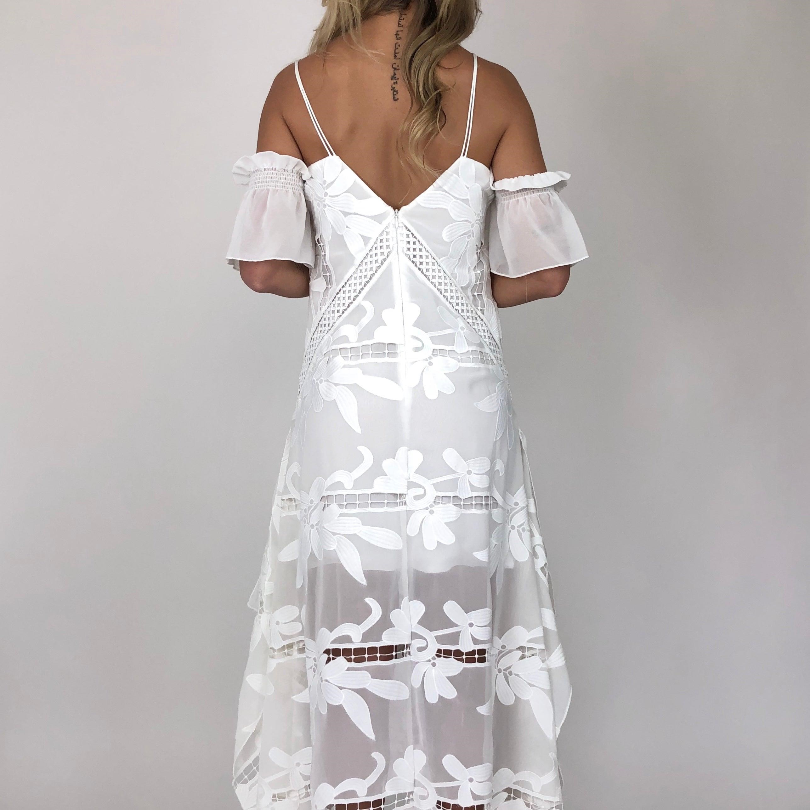 Vestido Self Portrait Midi Branco