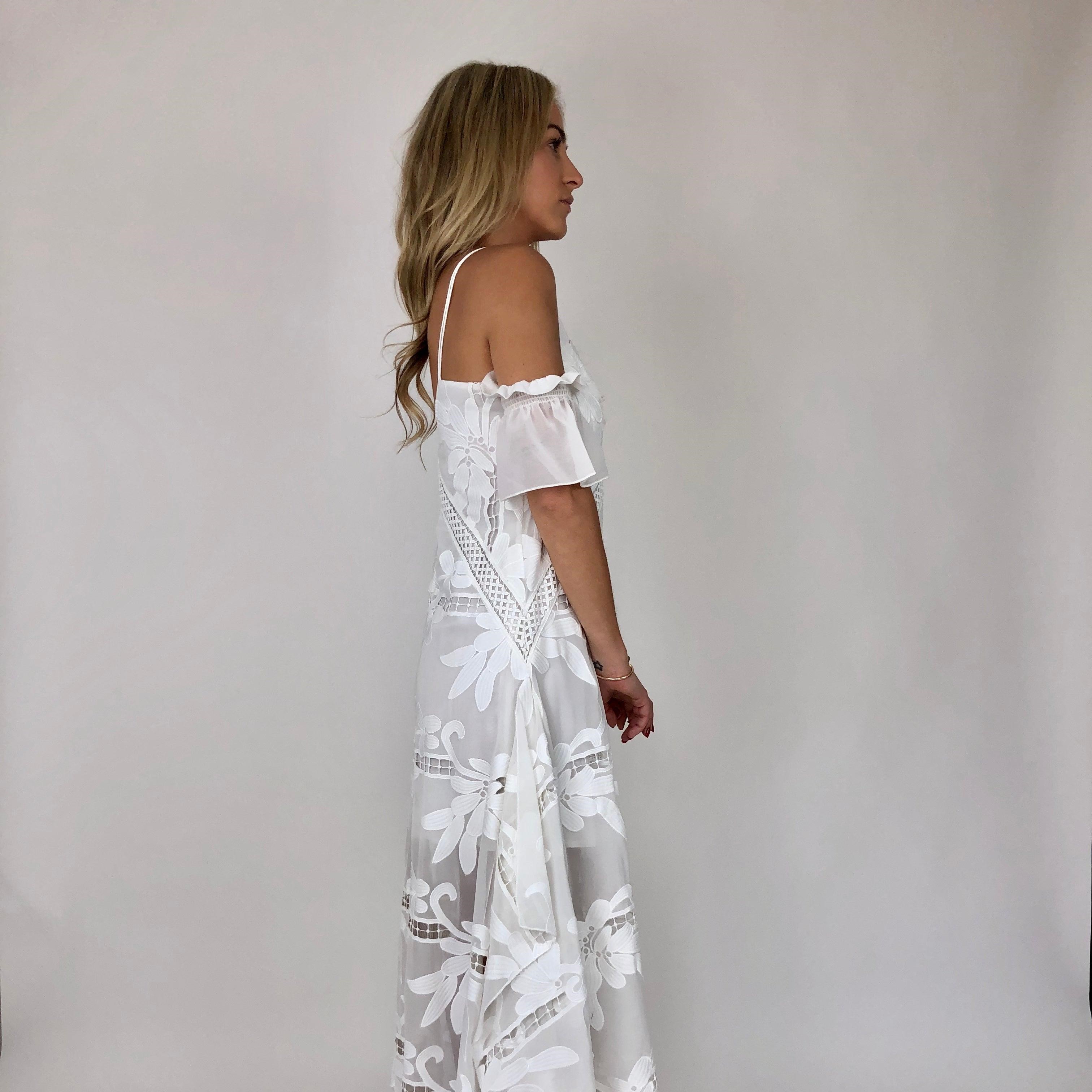 Vestido Self Portrait Midi Branco